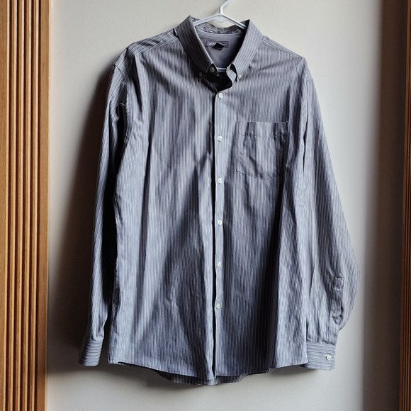 Eddie Bauer Gray Pin Striped Button Down Shirt Size Large - Picture 14 of 14